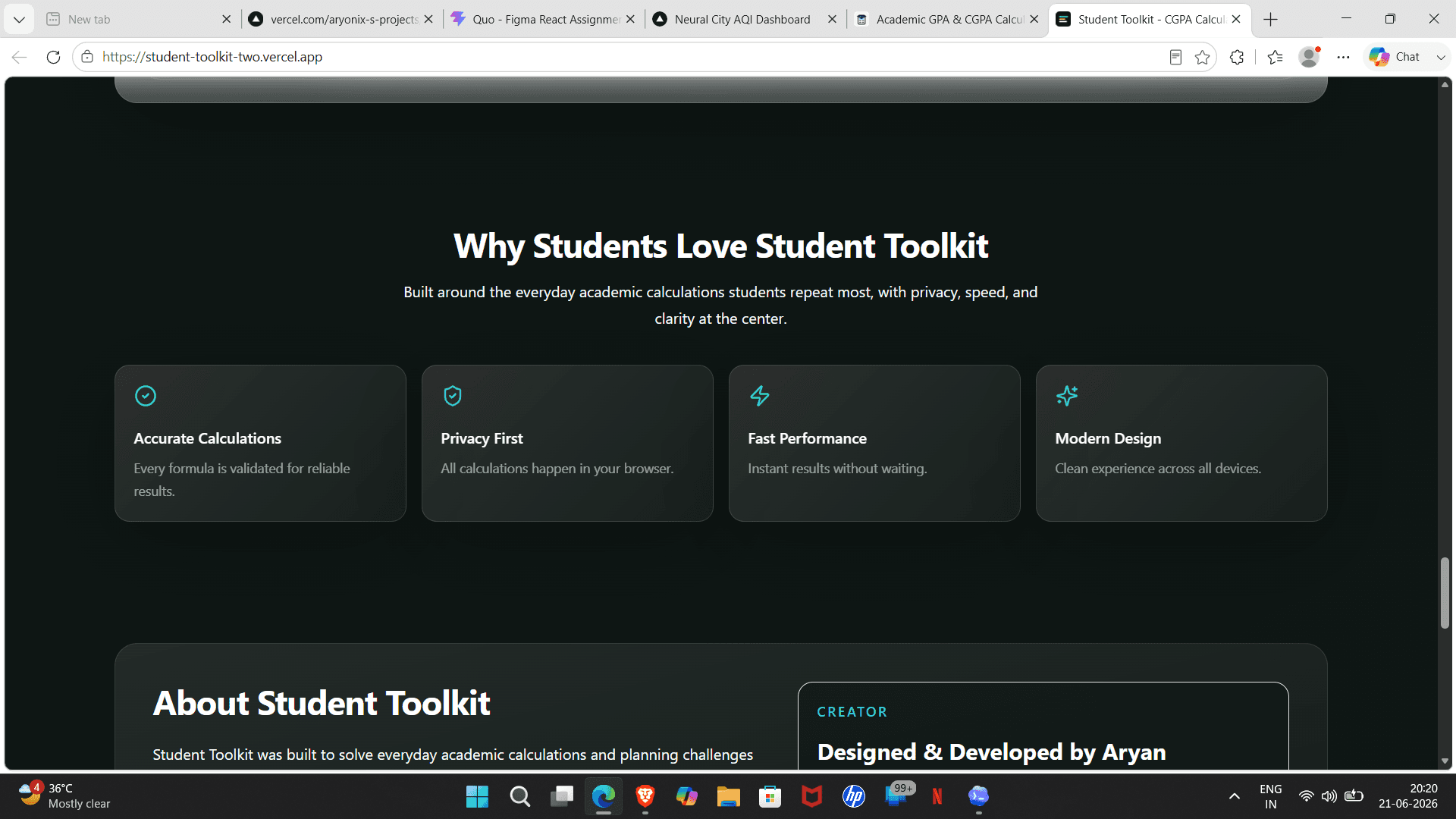 Student Toolkit trust section screenshot
